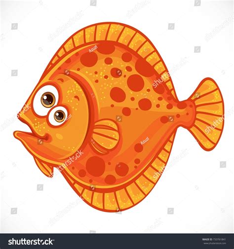 Cute Cartoon Flounder Isolated On White Stock Vector (Royalty Free) 733761841 | Shutterstock