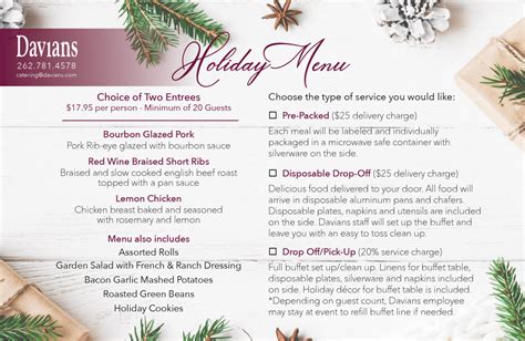 Catering Holiday Menu - Davians