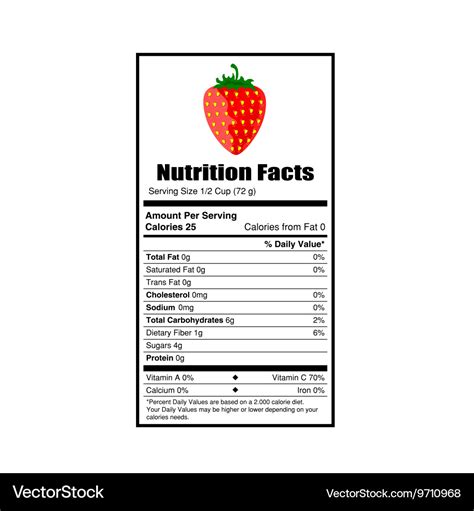 Nutrition facts strawberry Royalty Free Vector Image