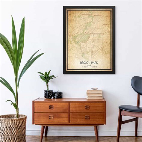 Vintage Brook Park Ohio Map Poster, Modern Home Decor Wall Art Print ...