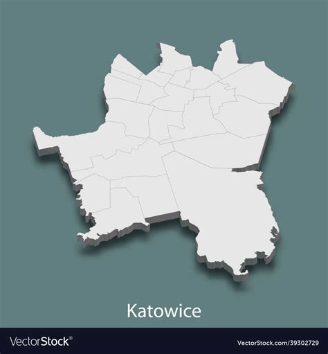 3d isometric map of katowice is a city poland Vector Image