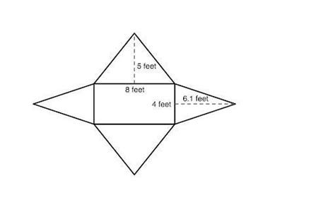 The net of a right rectangular pyramid is shown. What is the surface area of the right ...
