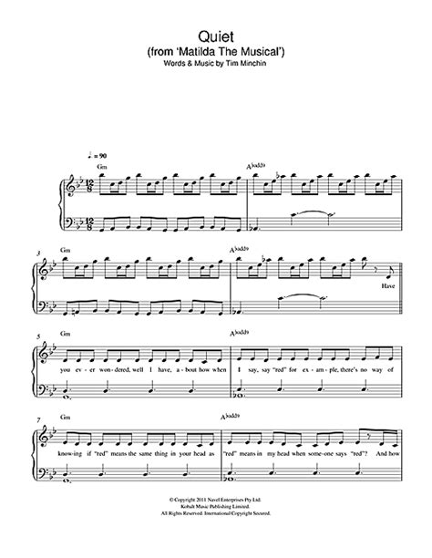 Tim Minchin "Quiet (From 'Matilda The Musical')" Sheet Music Notes | Download Printable PDF ...