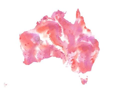 Pink Australia Watercolour Map Art Print by Clover | Watercolor map ...