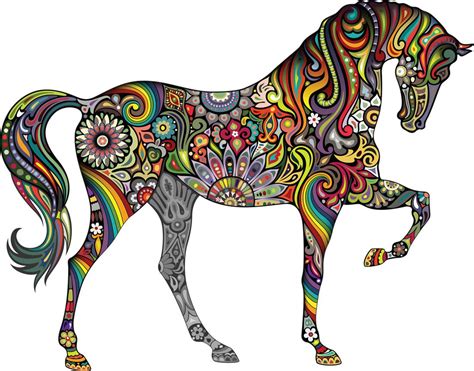 Rainbow Horse Wall Mural, Animals Themed Premium Canvas Wall Art ...