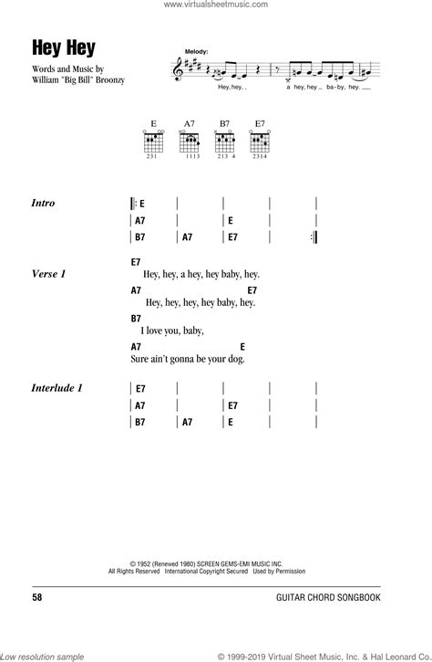 Hey Hey sheet music for guitar (chords) (PDF) v2