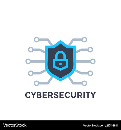 Cyber security logo with shield Royalty Free Vector Image