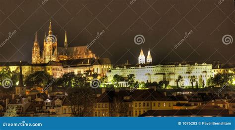 Prague castle at night stock image. Image of republic - 1076203