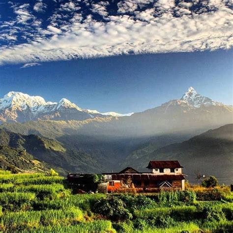 Typical Nepali Village, Annapurna Range at the background | Nepal ...