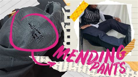 DIY Mending Worn Pants (Visible Mending) + Upcycle Experiment - YouTube