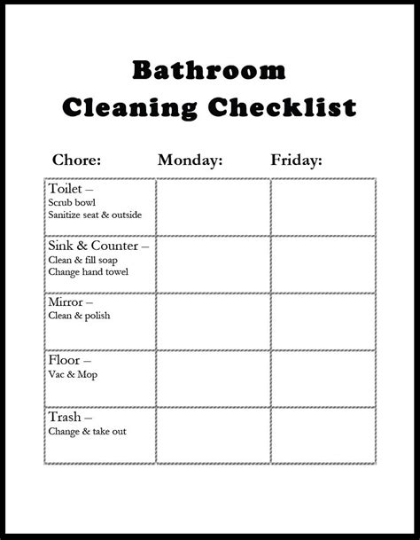 checklist for cleaning the bathroom - Google Search | Bathroom cleaning ...