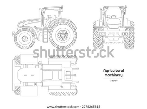 Outline Farmer Tractor Drawing Isolated Agricultural Stock Vector (Royalty Free) 2276265815 ...