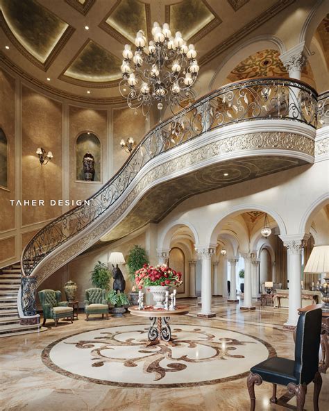 Grand foyer design for luxury mansion located in (Dubai, UAE). ©2017 ...