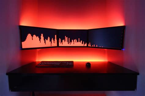 Incredible floating PC desk. Perfect for gaming battle station. End of a hallway, or closet? # ...