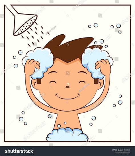 Child Taking Shower Kid Washing Hair Stock Vector (Royalty Free) 2264571639 | Shutterstock