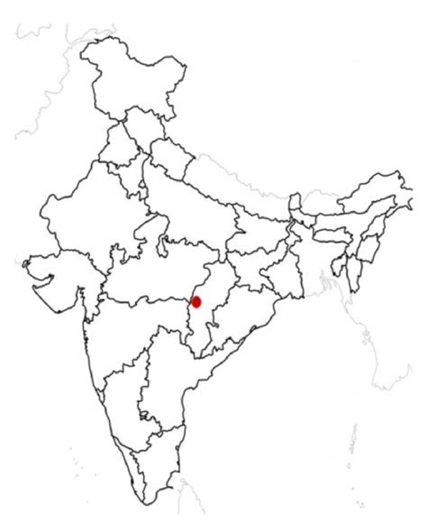 India Map showing the position of Rajnandgaon in Chhattisgarh state ...