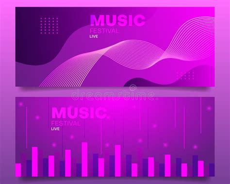 Music Festival Banner Design Set Stock Vector - Illustration of wave, dance: 229802045