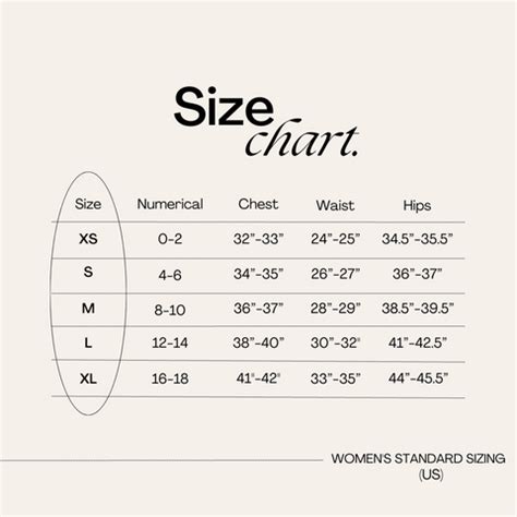 US Standard Size Chart – First and Fore Boutique