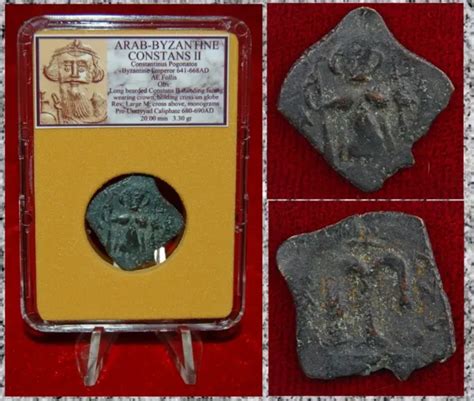 ANCIENT BYZANTINE EMPIRE Coin CONSTANS II Bronze Arab-Byzantine Mint $44.80 - PicClick