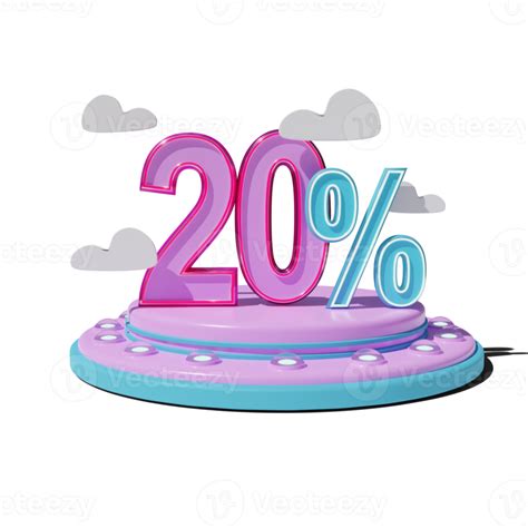 Discount 20 Percent on Transparent background 3d illustration 19956001 PNG