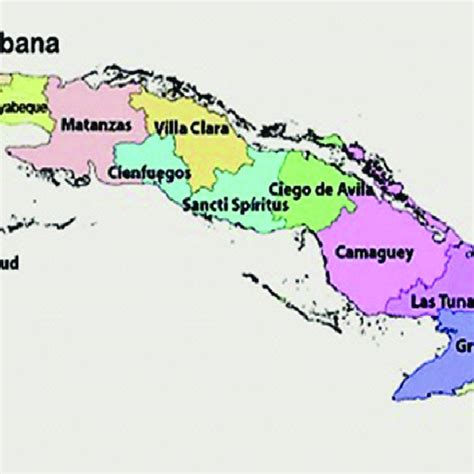 Bungalow Pera Caracterizar mapa de cuba dividido por provincias Rubí ...