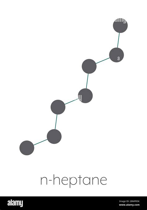 Heptane (n-heptane) alkane molecule. Stylized skeletal formula ...