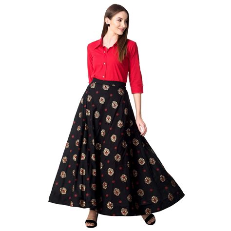 Buy Khushal K Women's Rayon Top With Long Skirt Set at Amazon.in