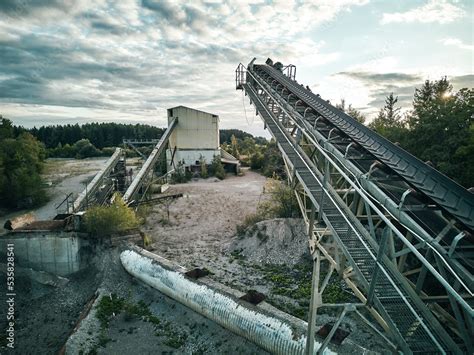 Gravel Pit with Pond - Aerial View - Gravel Plant Quarry - Gravel Industry Factory abandoned ...