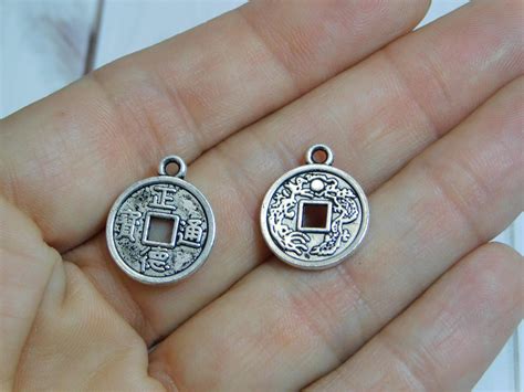 Chinese Coin Charms Silver Charms Metal Charms Asian | Etsy