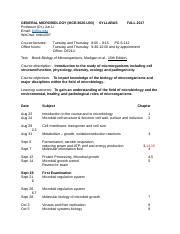 General Microbiology Syllabus Fall 2017 1 .doc - GENERAL MICROBIOLOGY MCB 3020-U03 Professor Dr ...