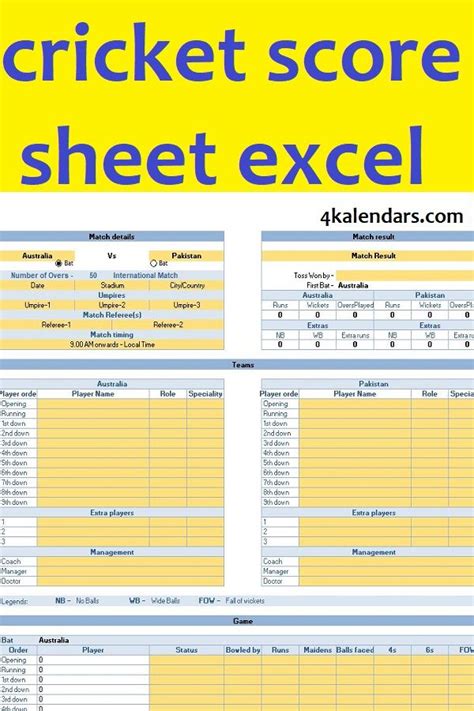 Cricket score sheet excel | Cricket score, Cricket score card, Scores