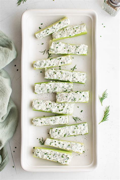 Cream Cheese & Herb Stuffed Celery - Easy Appetizers