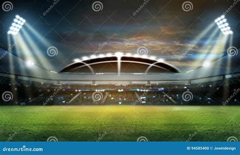 Stadium in lights stock illustration. Illustration of glow - 94585400