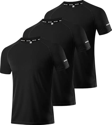 Amazon.com: Boyzn Men's 3 Pack Running Workout Shirts Quick Dry Moisture Wicking Short Sleeve ...