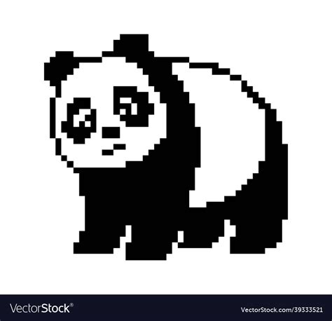 Panda black and white pixel art isolated Vector Image