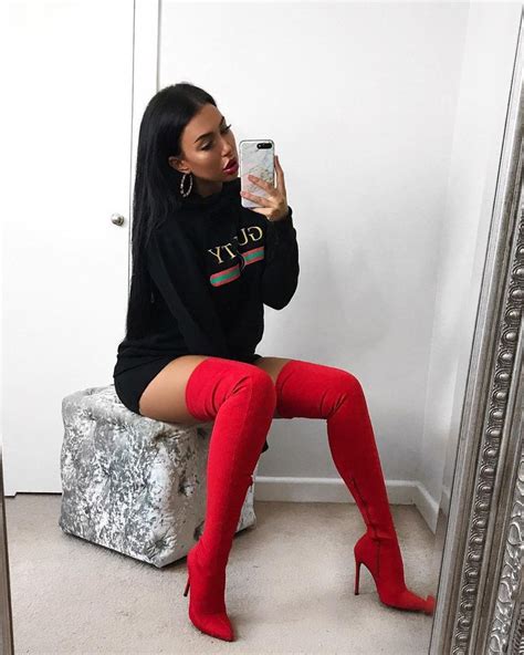 Outfits baddie thigh high boots red | Swag Outfits For Girls | Chelsea boot, Fashion boot, High ...