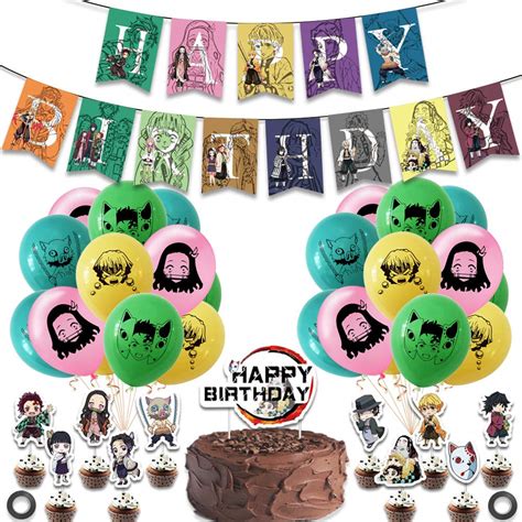 Buy Demon Slayer Birthday Party Supplies Comic Birthday Decorations ...