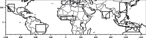 The six monsoon regions are identified by boxes. | Download Scientific ...