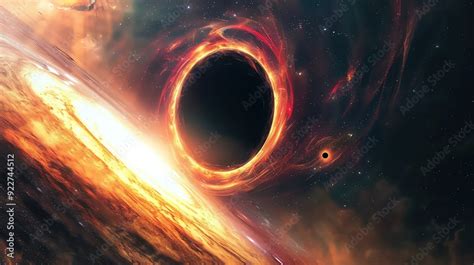 Depiction of a black hole evaporating over time, Hawking radiation ...