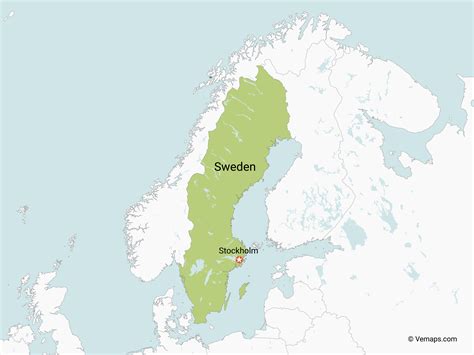 Map of Sweden with Neighbouring Countries | Free Vector Maps