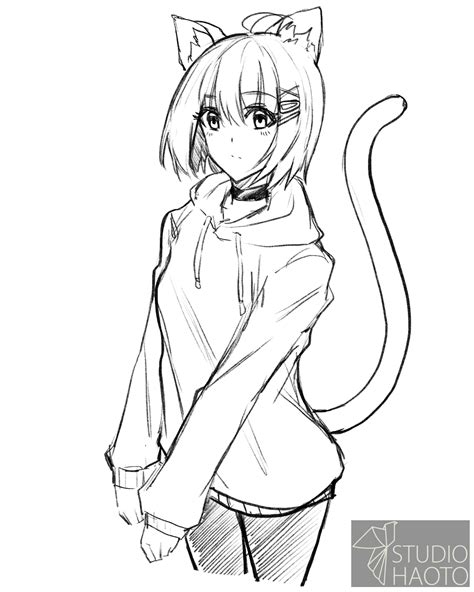 Cat Girl Sketch ♥ : r/AnimeSketch