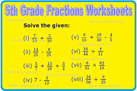 Free fractions worksheet grade 5 pdf, Download Free fractions worksheet grade 5 pdf png images ...