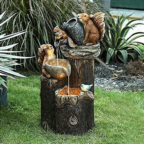 Garden Statue Squirrel Figurine - Solar Squirrel Animal Sculpture ...