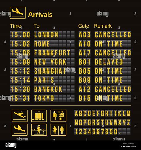 Vector airport board isolated. Realistic flip scoreboard airport ...