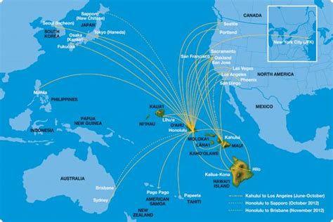 Hawaiian Airlines Route Map in Europe and Asia