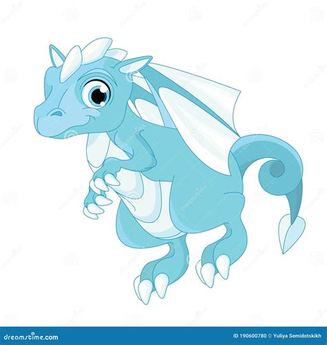 Cute Blue Baby Dragon Flying Stock Vector - Illustration of flying ...