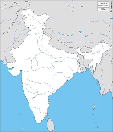 India: free map, free blank map, free outline map, free base map : boundaries, hydrography ...