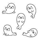 Cute cartoon baby seal pups. Simple modern vector illustration. | Easy cartoon drawings, Easy ...