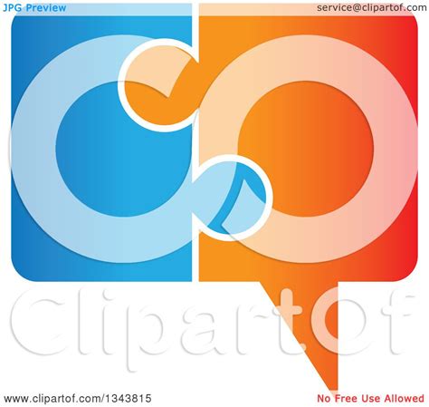 Clipart of a Blue and Orange Jigsaw Puzzle Speech Balloon Chat App Icon Design Element - Royalty ...