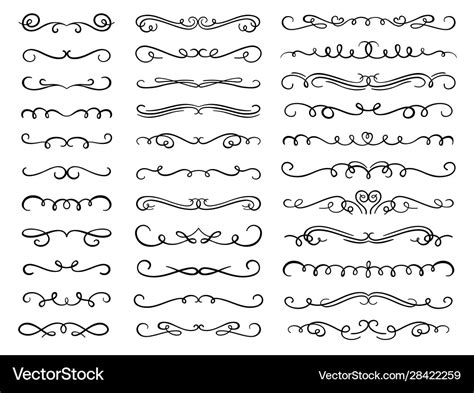 Calligraphic flourish dividers decorative scroll Vector Image